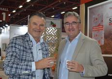 Marcel van Steekelenburg from Berg Hortimotive for HortiLogics with Royal Brinkman and Peter Lexmond with Meteor Systems, having a booth on the Holland pavilion.